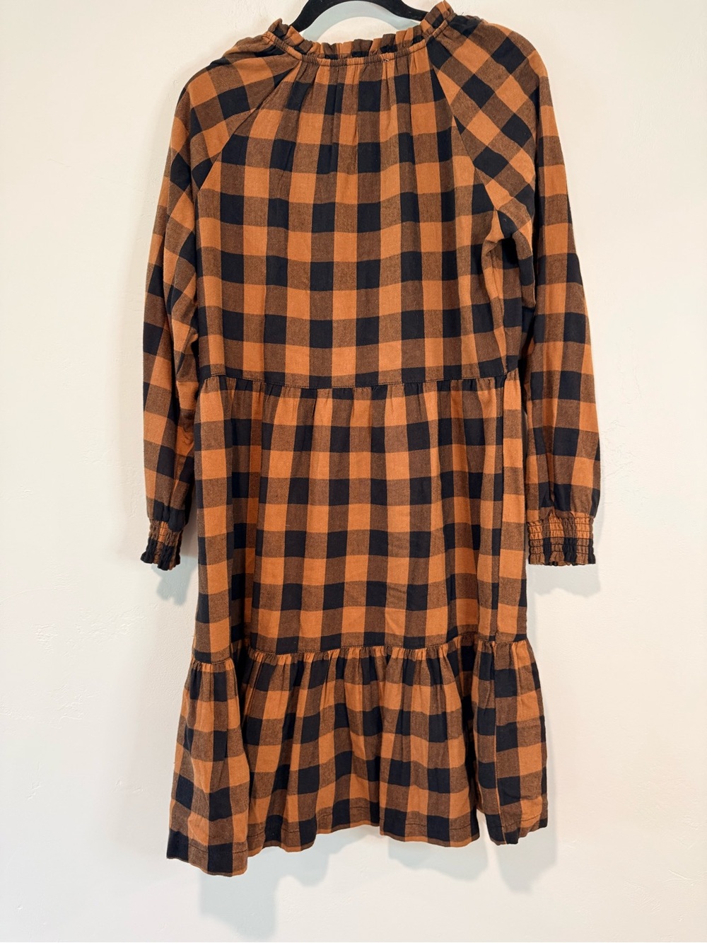 BeachLunchLounge Buffalo Plaid Tiered Dress XS Cottagecore Boho Fall Dress - Picture 3 of 7